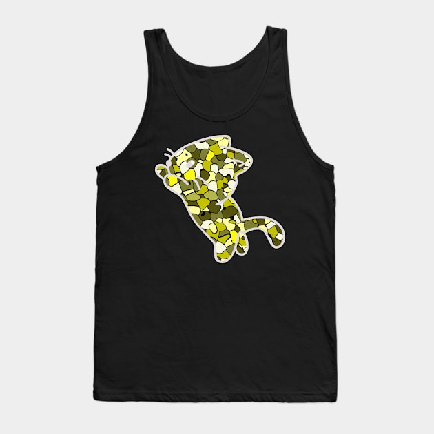 Cat Jewel Art - Stay Pawsitive (yellow) Tank Top by YasudaArt